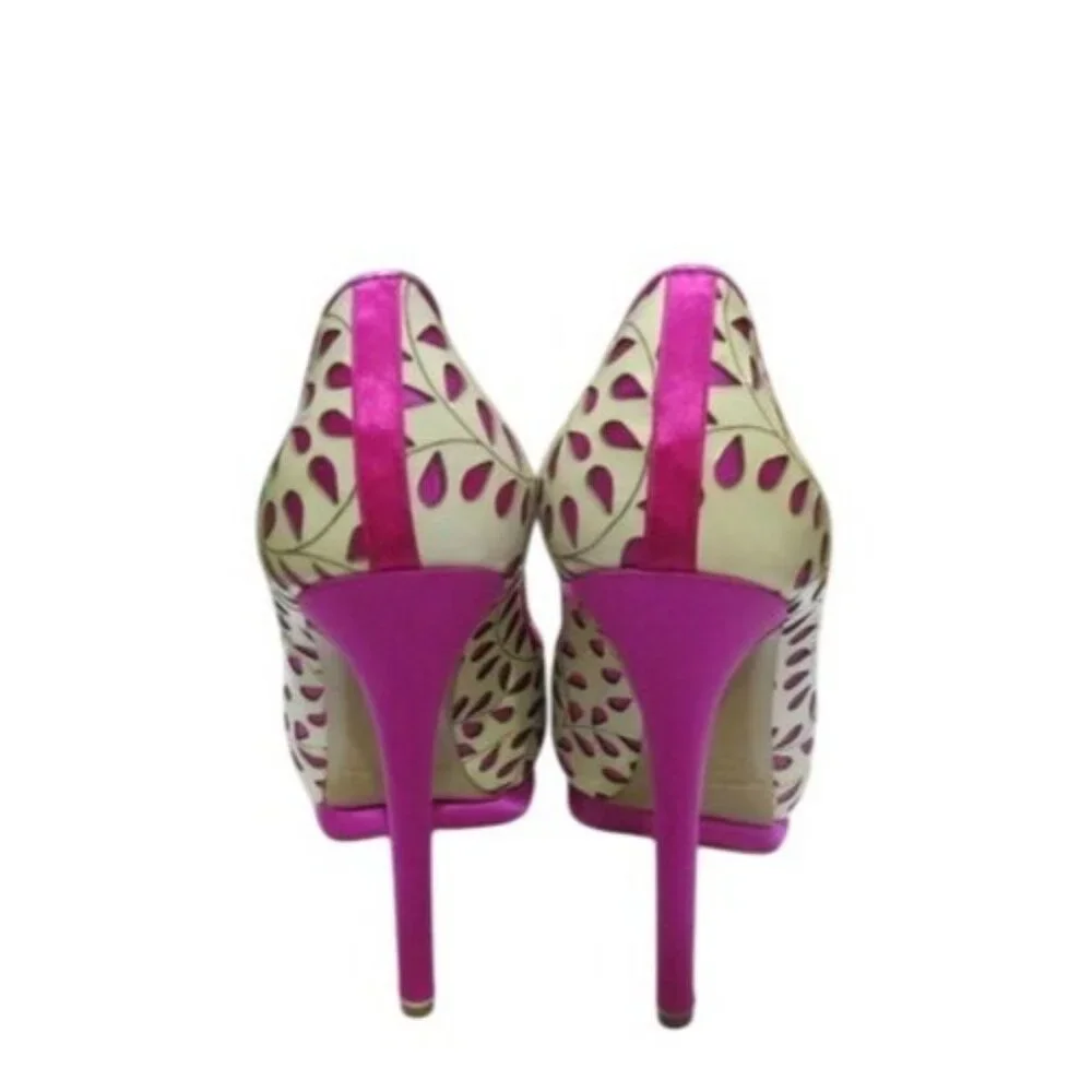 Nicholas Kirkwood Perforated Italian Leather platform stiletto heels 36.5 6.5